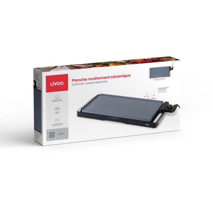 LIVOO Ceramic Griddle - DOC320 - 2200W - Removable Cast Aluminum Plate - Adjustable Thermostat