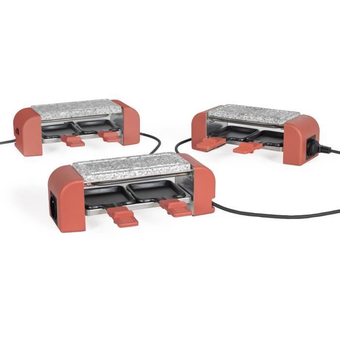 LIVOO Raclette Grill for 2 People - DOC310R - 450W - Automatic Thermostat - 2 Wooden Spatulas