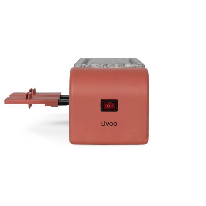 LIVOO Raclette Grill for 2 People - DOC310R - 450W - Automatic Thermostat - 2 Wooden Spatulas