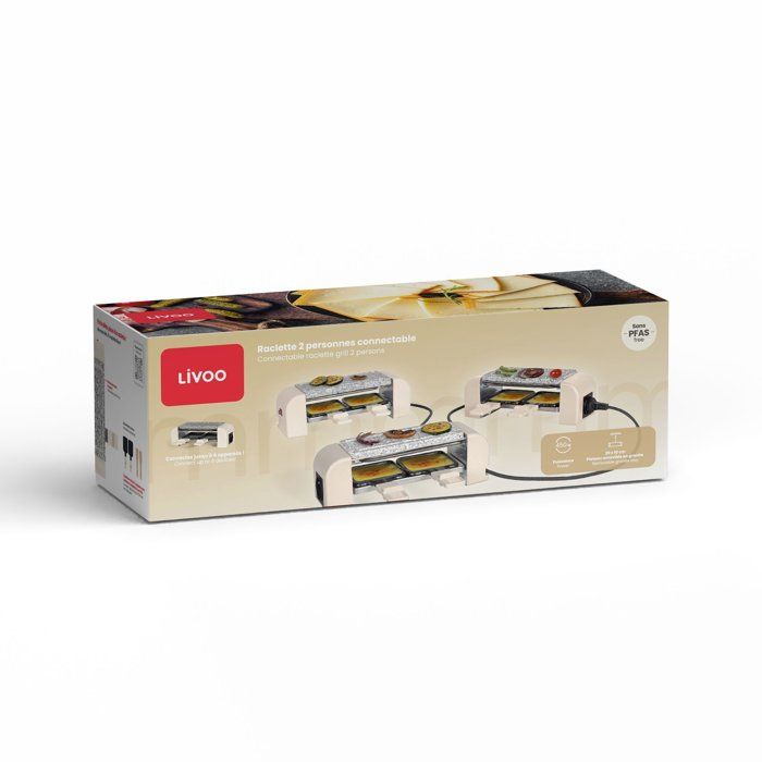 LIVOO Raclette Grill - DOC310C - 2 People - 450W - Automatic Thermostat