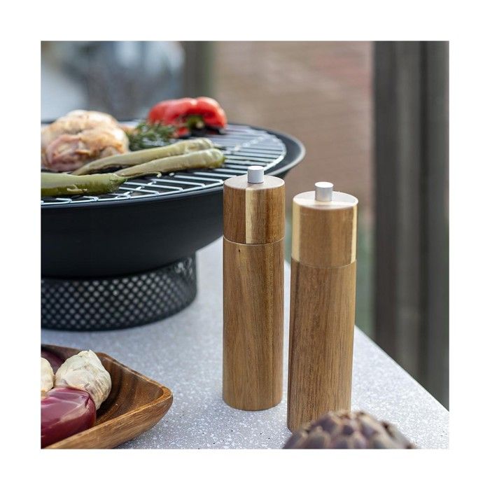 LIVOO Set of 2 Manual Salt and Pepper Mills - MEN425 - 40 ml - Acacia Wood - Ceramic Grinding Wheel - Adjustable Grind