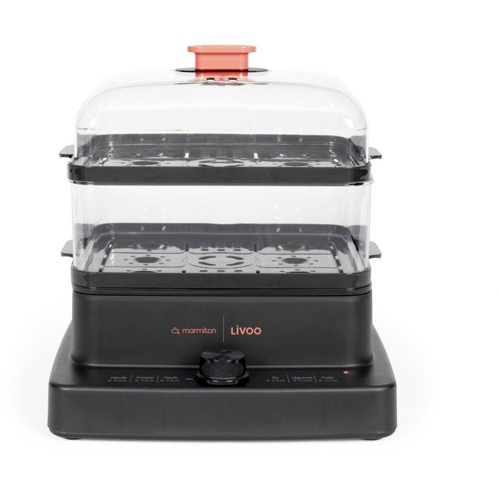 LIVOO x Marmiton Steamer - DOC300 - 1000-1200W - 3 Baskets - 12 L Total Capacity