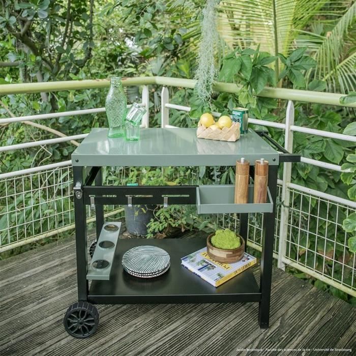 LIVOO Plancha Trolley GS167V - Green/ Black - 85 x 50 cm Top Shelf