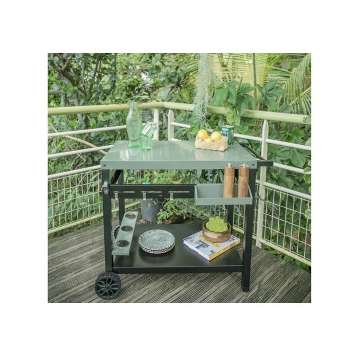 LIVOO Plancha Trolley GS167V - Green/ Black - 85 x 50 cm Top Shelf