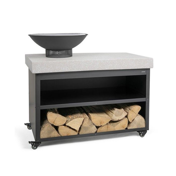 LIVOO Barbecue Fire Pit on Serving Cart - DOC329