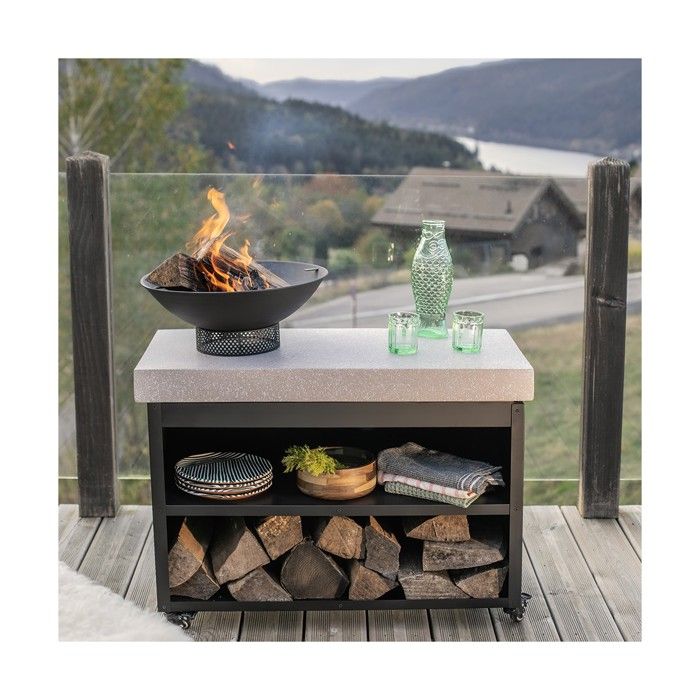 LIVOO Barbecue Fire Pit on Serving Cart - DOC329