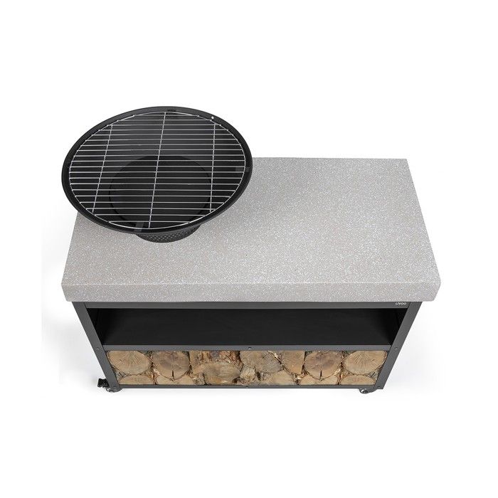 LIVOO Barbecue Fire Pit on Serving Cart - DOC329