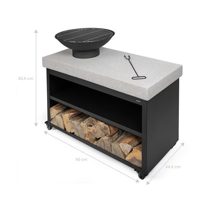 LIVOO Barbecue Fire Pit on Serving Cart - DOC329