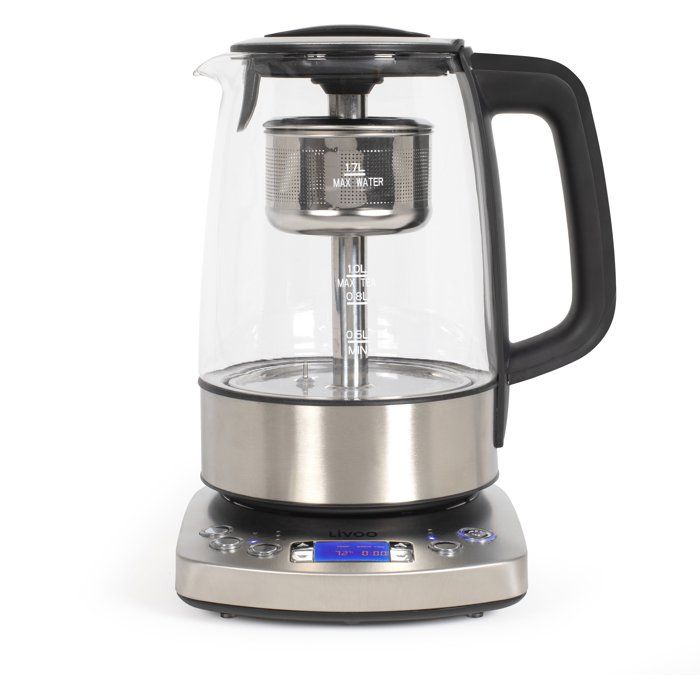 LIVOO Automatic Kettle - DOD209 - 2200 W - 1.7 L - 3 Preset Brewing Modes - Glass/ Stainless Steel