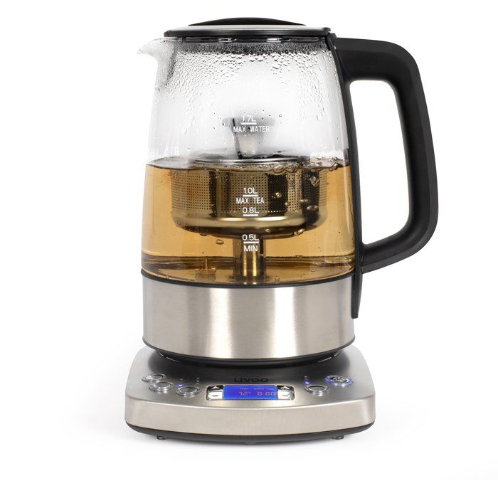 LIVOO Automatic Kettle - DOD209 - 2200 W - 1.7 L - 3 Preset Brewing Modes - Glass/ Stainless Steel