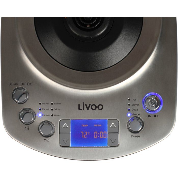 LIVOO Automatic Kettle - DOD209 - 2200 W - 1.7 L - 3 Preset Brewing Modes - Glass/ Stainless Steel