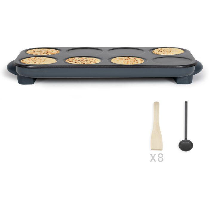 LIVOO Maxi Crepe Party - DOC186G - 1500W - 8 Mini Crepes Ø 12 cm - Non-Stick Coating - Black