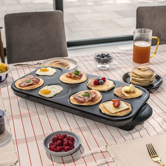 LIVOO Maxi Crepe Party - DOC186G - 1500W - 8 Mini Crepes Ø 12 cm - Non-Stick Coating - Black