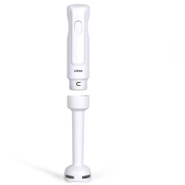 LIVOO Immersion Blender - 300W - 2 Stainless Steel Blades - 1 Speed - White