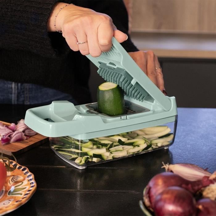 LIVOO Multifunctional Mandoline Slicer - 8 Stainless Steel Blades - 1.5 L Collection Container - Dishwasher Safe MEN435