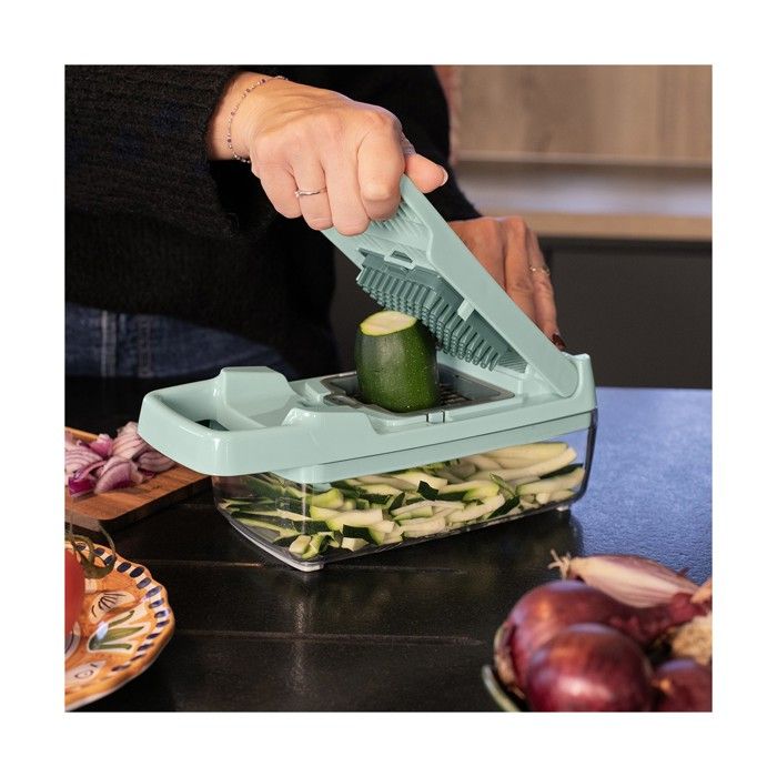 LIVOO Multifunctional Mandoline Slicer - 8 Stainless Steel Blades - 1.5 L Collection Container - Dishwasher Safe MEN435