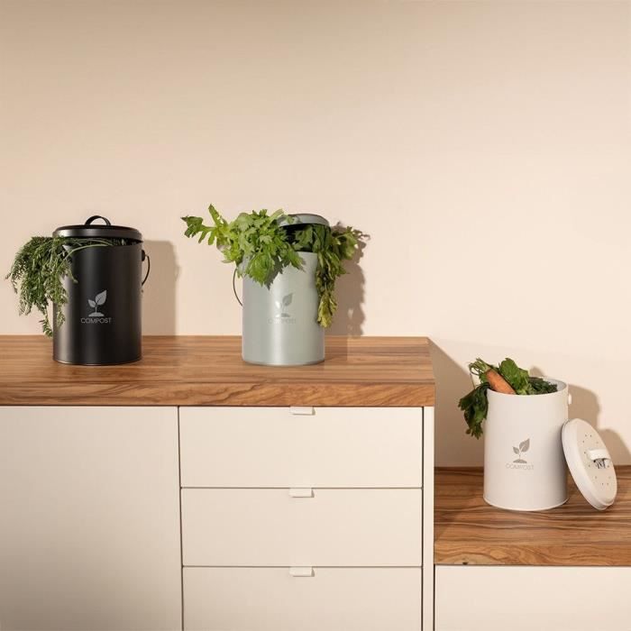 Livoo 6L Black Kitchen Compost Bucket - MES154N