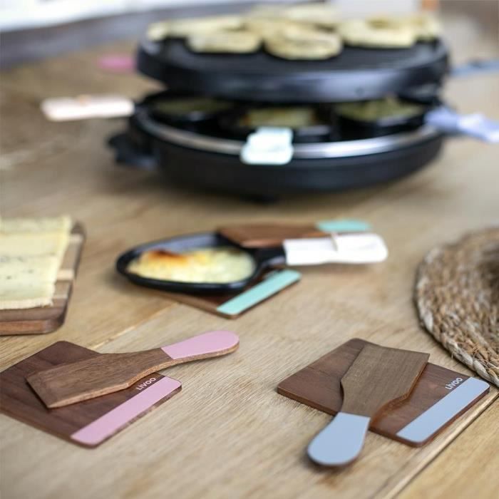 LIVOO Raclette Accessory Set - MEN427 - Acacia Wood - 8 Spatulas - 8 Raclette Boards