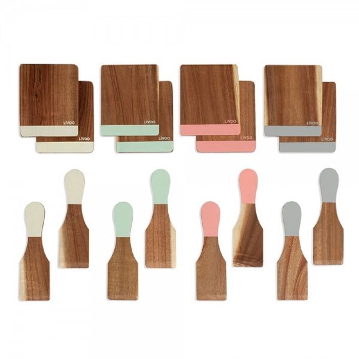 LIVOO Raclette Accessory Set - MEN427 - Acacia Wood - 8 Spatulas - 8 Raclette Boards