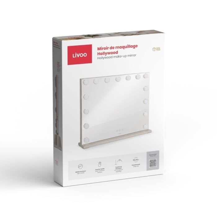 LIVOO Hollywood Makeup Mirror - DOS207 - 56 x 44 cm - 15 LEDs - 3 Light Modes