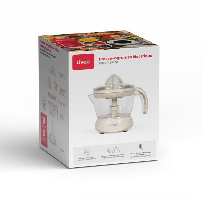 LIVOO Electric Citrus Juicer - DOD131C - 25W - 700 ml - Off-white