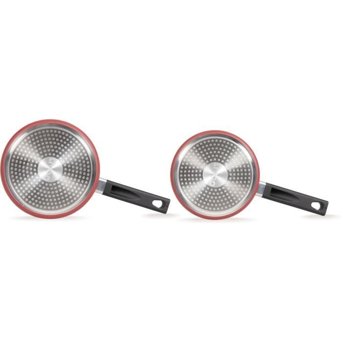 LIVOO MEP154R Set of 2 Saucepans - Non-stick, PFOA-free - Silicone Handle - Suitable for All Hobs