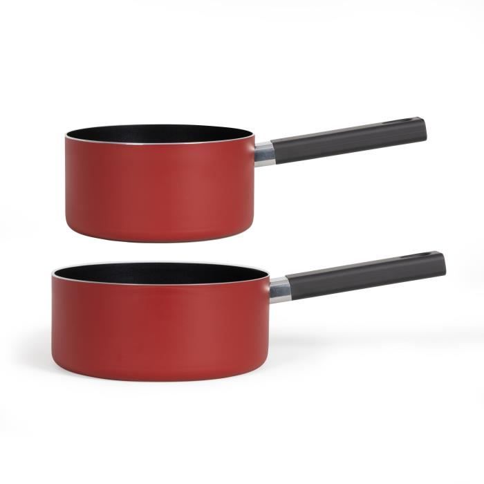 LIVOO MEP154R Set of 2 Saucepans - Non-stick, PFOA-free - Silicone Handle - Suitable for All Hobs