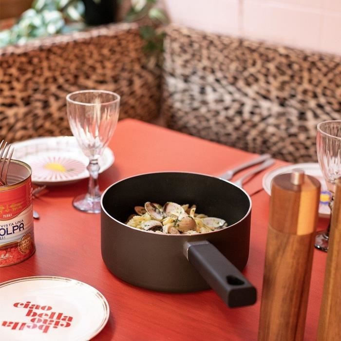 LIVOO MEP154N Set of 2 Saucepans - PFOA-free Non-stick - Silicone Handle - Suitable for All Hobs