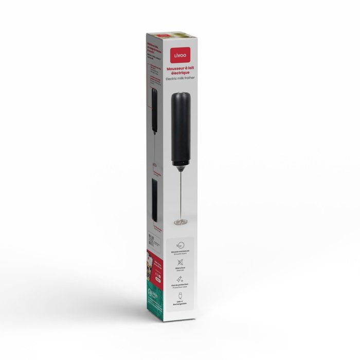 LIVOO Rechargeable Electric Milk Frother - DOD225N - Black