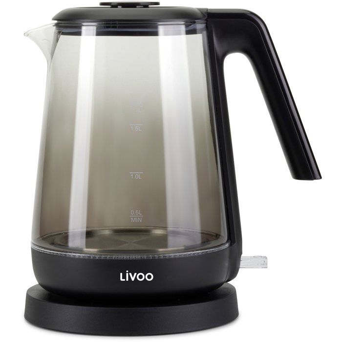 LIVOO Kettle - 1.7 L - 2200 W - Glass/ Black - DOD216N