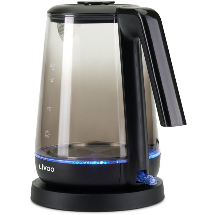 LIVOO Kettle - 1.7 L - 2200 W - Glass/ Black - DOD216N