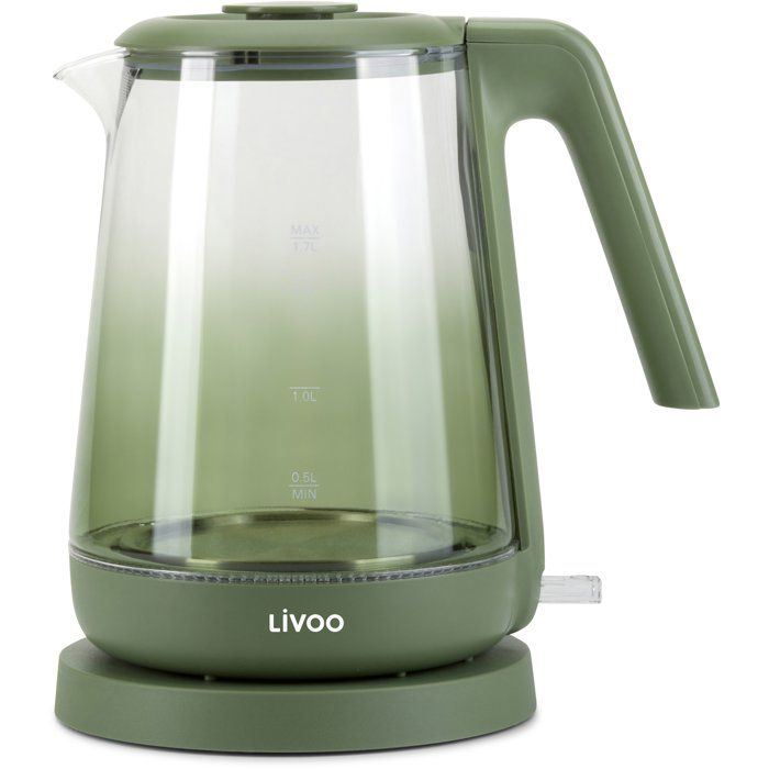 LIVOO Kettle - 1.7 L - 2200 W - Glass/ Green - DOD216V