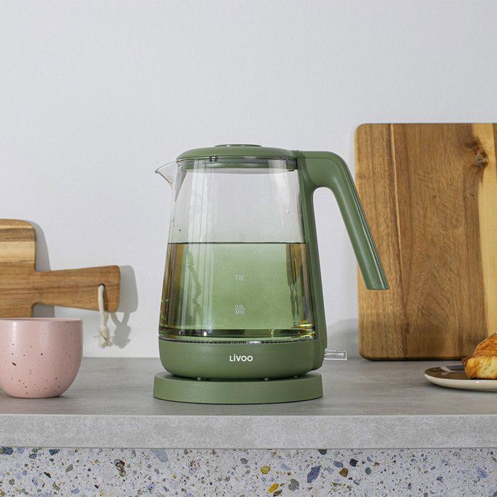 LIVOO Kettle - 1.7 L - 2200 W - Glass/ Green - DOD216V