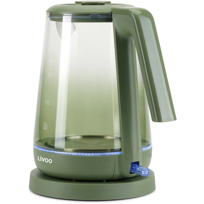 LIVOO Kettle - 1.7 L - 2200 W - Glass/ Green - DOD216V