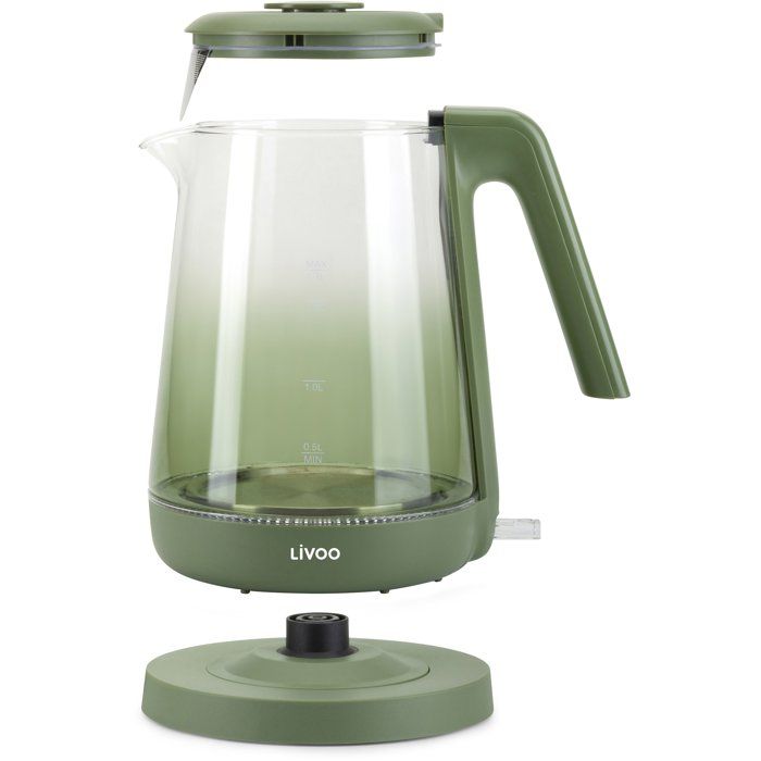 LIVOO Kettle - 1.7 L - 2200 W - Glass/ Green - DOD216V