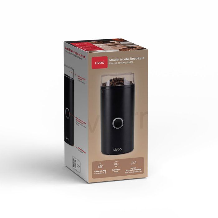 LIVOO Electric Coffee Grinder - DOD219N - 180 W - 12 cups - Black
