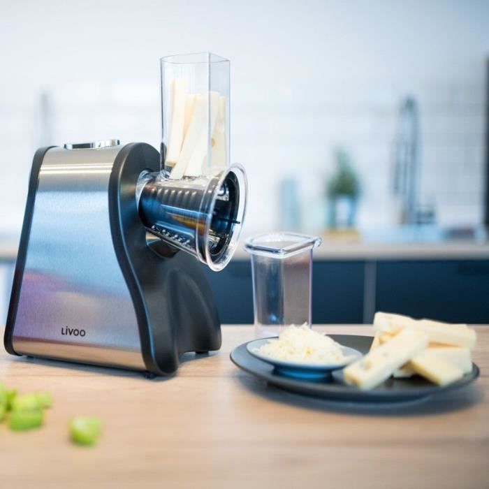 LIVOO DOP192 Electric Grater - Black and Grey - 4 Interchangeable Cones
