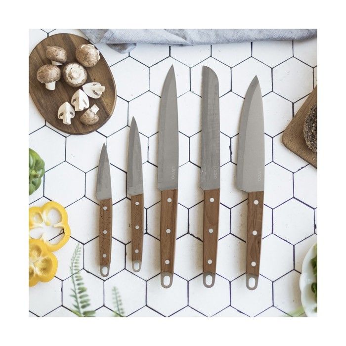 Livoo Knife Set - 5 Pieces - Stainless Steel - Beech Handle MEC129