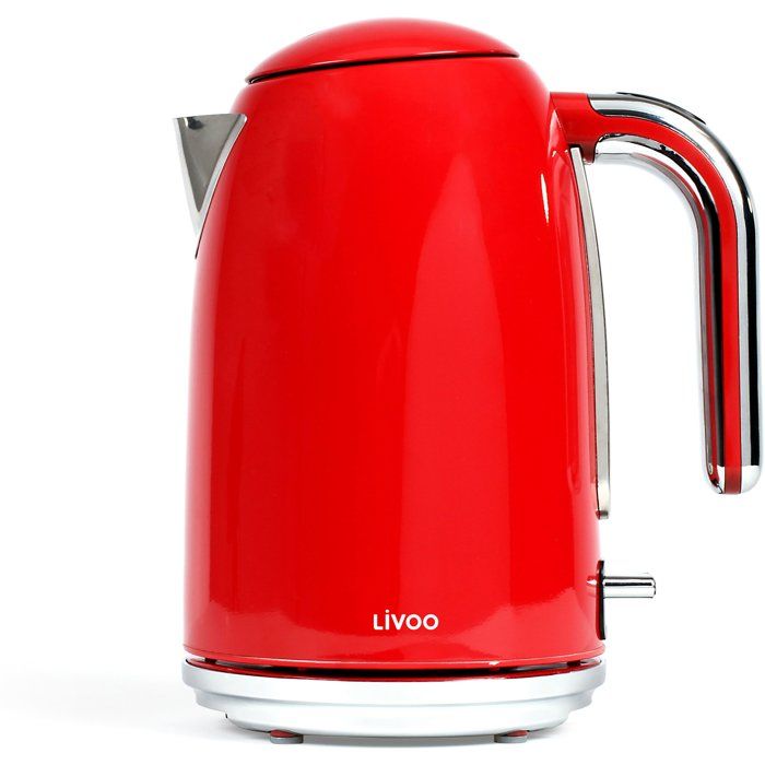 LIVOO Retro Kettle - 2200 W - 1.7 L - 360° Swivel Base - Red - DOD180R