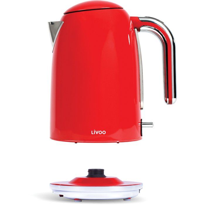 LIVOO Retro Kettle - 2200 W - 1.7 L - 360° Swivel Base - Red - DOD180R