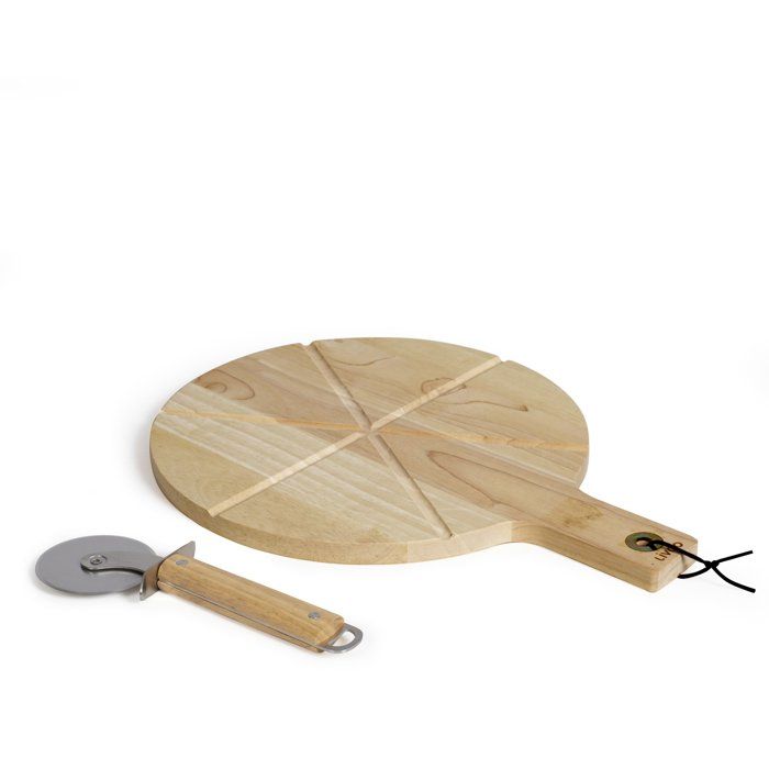 LIVOO Pizza Set - Rubberwood - 40 x 30 x 1.5 cm - Includes Pizza Cutter MES138