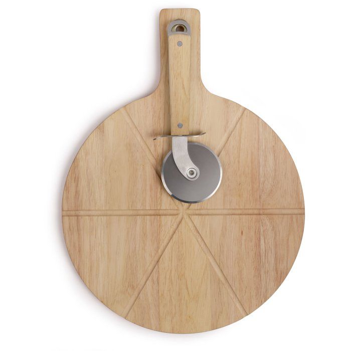 LIVOO Pizza Set - Rubberwood - 40 x 30 x 1.5 cm - Includes Pizza Cutter MES138