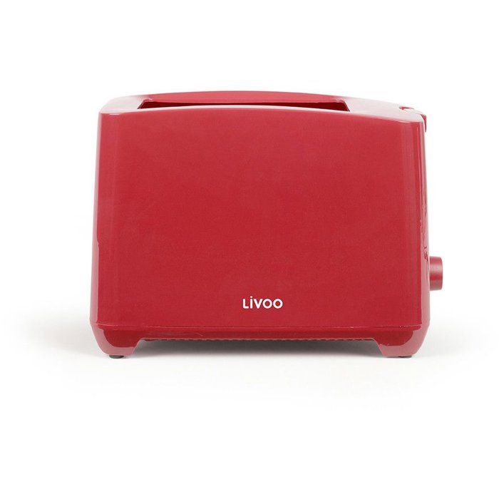 LIVOO Toaster - 750W - 2 Slots - Adjustable Thermostat: 7 Levels - DOD162RC - Red 2-slice