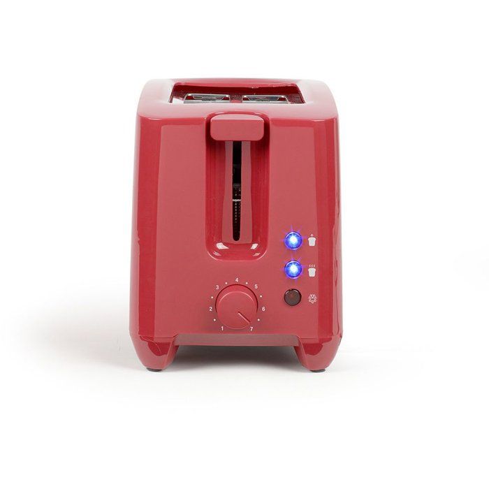 LIVOO Toaster - 750W - 2 Slots - Adjustable Thermostat: 7 Levels - DOD162RC - Red 2-slice
