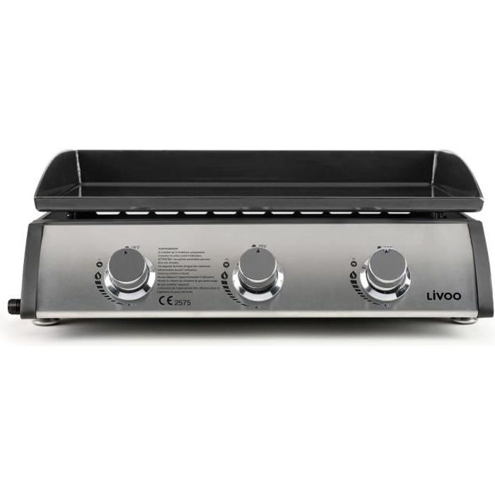 LIVOO Gas Griddle - 3 Burners - 61 x 38 cm - DOC277