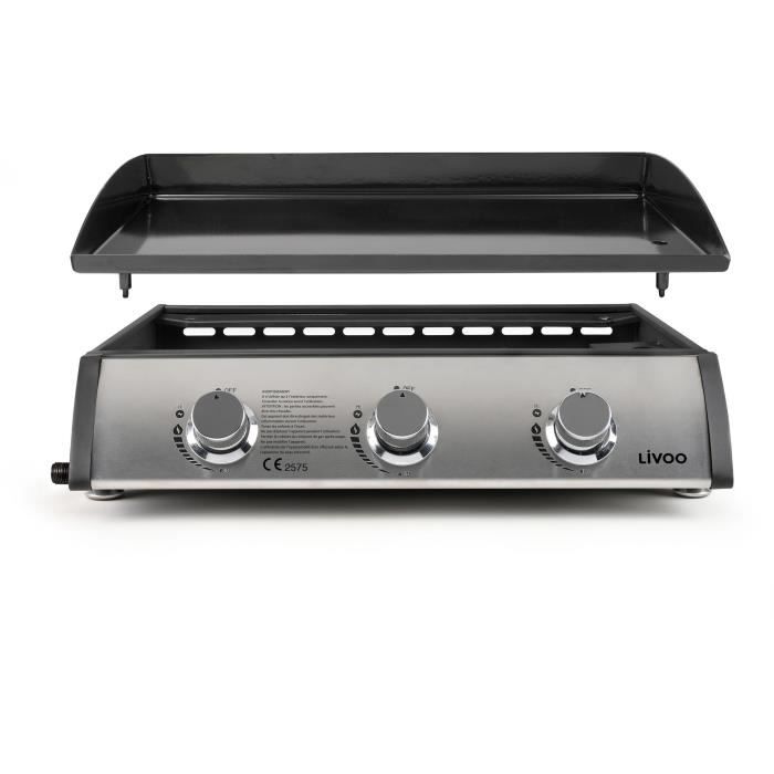 LIVOO Gas Griddle - 3 Burners - 61 x 38 cm - DOC277