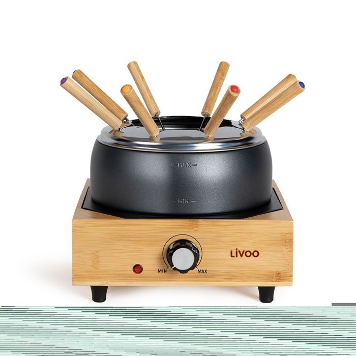 LIVOO Electric Fondue Set - DOC287 - 800W - 2 L - Serves 8 - Adjustable Thermostat - Non-Stick Pot