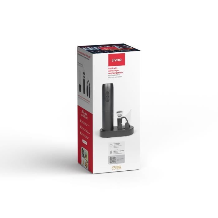 LIVOO Rechargeable Electric Wine Set - GS159 - Universal - 5 Accessories - Press-operated - 30-bottle Capacity