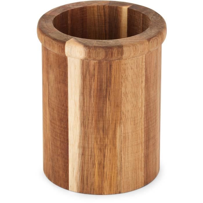 LIVOO Set of 4 Utensils with Pot - FSC Acacia Wood - Silicone 31 cm - Pot 15 x 12 cm MES153G