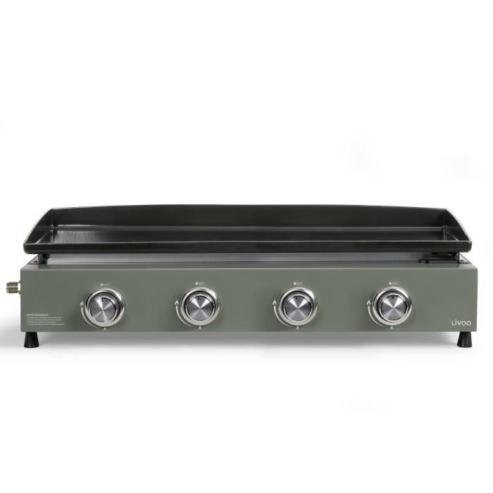 LIVOO DOC325 Gasgrillplatte mit 4 Edelstahlbrennern und 10 kW Gesamtleistung